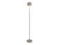 Lampadaire taupe moderne avec un abat-jour conique.