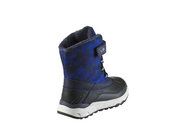 Kindersnowboots met blauw camouflagepatroon, bont en klittenbandsluiting