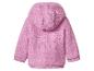 Cardigan rose tricoté pour enfant avec capuche, vue de dos.