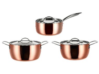 SILVERCREST® Casseroles en cuivre, 3 pièces