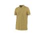 Polo homme jaune moutarde à manches courtes avec col à rayures blanches.