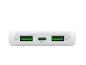 Chargeur blanc avec deux ports USB-A (Quick Charge 3) et un port USB-C (PD).