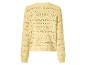 Vue arrière d'un pull à manches longues en maille ajourée jaune clair pour femme.