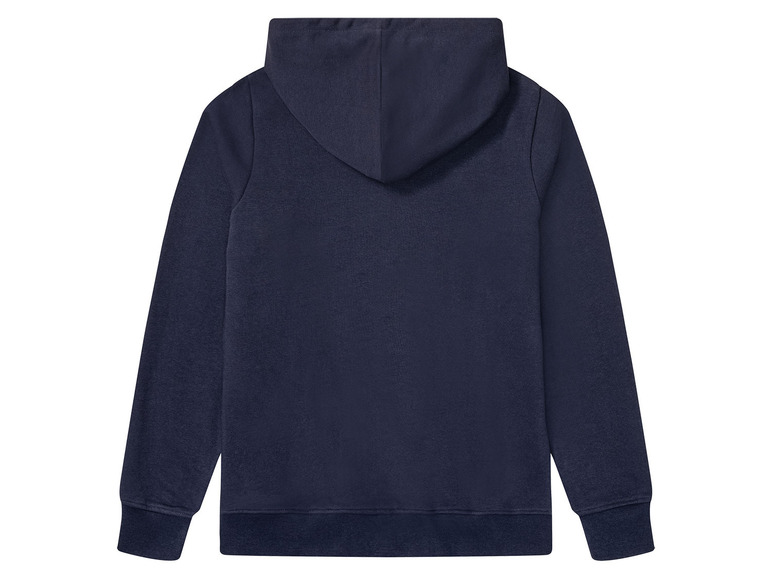 Sweat-shirt à capuche bleu marine.