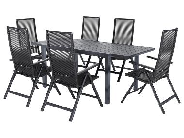 LIVARNO® Ensemble de jardin »Miami«: Table de jardin extensible avec 6 fauteuils pliants