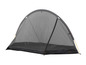 Een grijze campingtent met gaas.