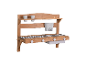 Roba houten kinderkeuken met fornuis, gootsteen en planken.