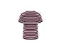 Dames T-shirt met korte mouwen, roze en bruin gestreept, achteraanzicht