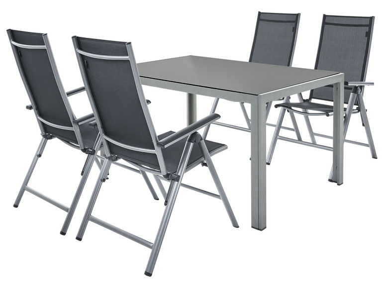 Aller en mode plein écran Set de jardin en aluminium gris avec table de jardin et 4 chaises Houston LIVARNO home - Photo 1