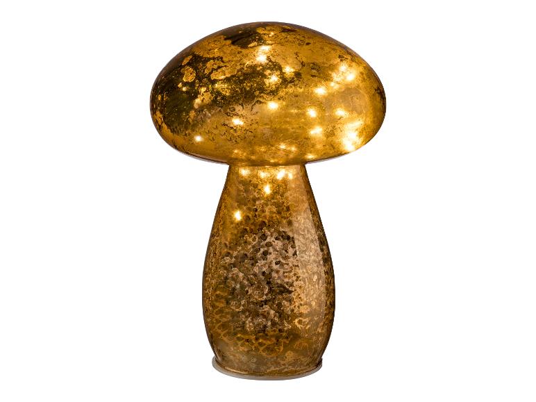 Goudkleurige lamp in de vorm van een paddenstoel.