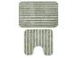 Groene badmatten set met witte strepen, rechthoekig en met toiletuitsparing.