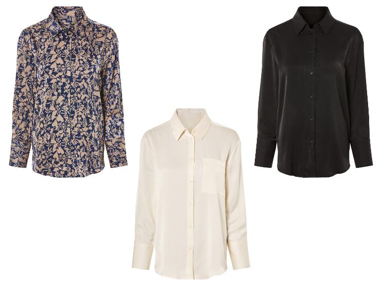 Trois chemises: une à imprimé floral, une blanche et une noire.