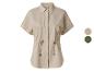 Beige linnen overhemd, korte mouwen, casual stijl.