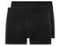 Twee zwarte boxershorts.