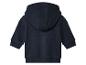Donkerblauwe babyhoodie, achteraanzicht