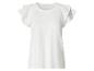 Wit dames T-shirt met ruchesmouwen