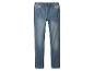Blauwe denim-look legging met elastische tailleband.