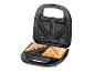 Open tosti-ijzer met twee tosti's, bovenaanzicht