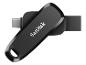 Zwarte USB-stick met USB-C-connector en een sleutelhangergat.