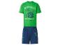T-shirt vert et short bleu foncé avec imprimés sur le thème de l'aventure et de la mine