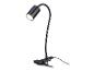 Zwarte flexibele leeslamp met clip.