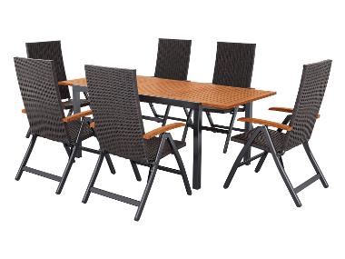 LIVARNO home Ensemble de jardin »Valencia«: Table de jardin extensible avec 6 fauteuils pliants