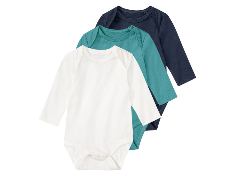 Aller en mode plein écran lupilu® Set de 3 bodies en pur coton avec manches longues - Photo 9