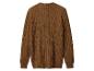 Pull marron en maille torsadée à col rond, vue de dos