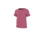 Roze T-shirt met korte mouwen en een geborduurd hart op de borst.