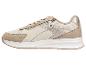 Beige dames sneakers met rits en metallic accenten.