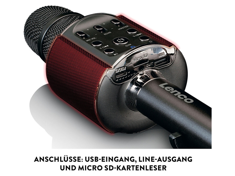 Ga naar volledige schermweergave: Lenco Karaoke Bluetooth-microfoon met luidspreker en verlichting - afbeelding 8