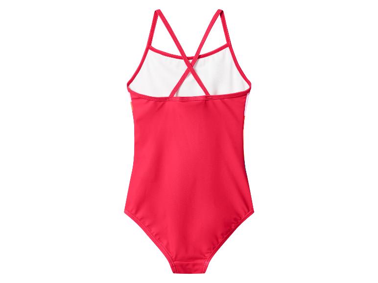 Maillot de bain rouge pour enfant avec bretelles croisées, vue de dos
