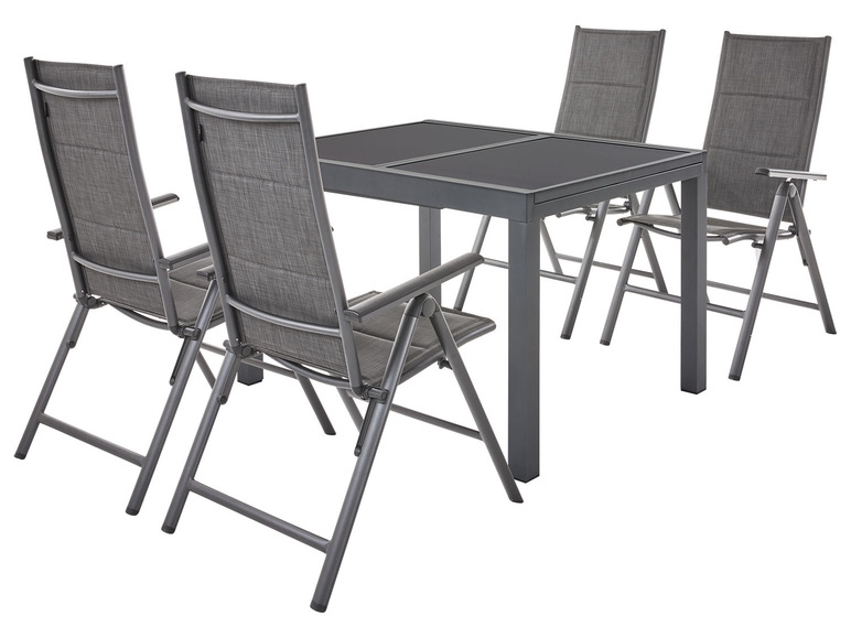 Aller en mode plein écran Set de jardin en aluminium premium anthracite avec table extensible et 4 chaises Toronto LIVARNO home - Photo 1