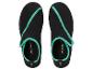 Paire de chaussures aquatiques noires avec des accents turquoise, vue de dessus.