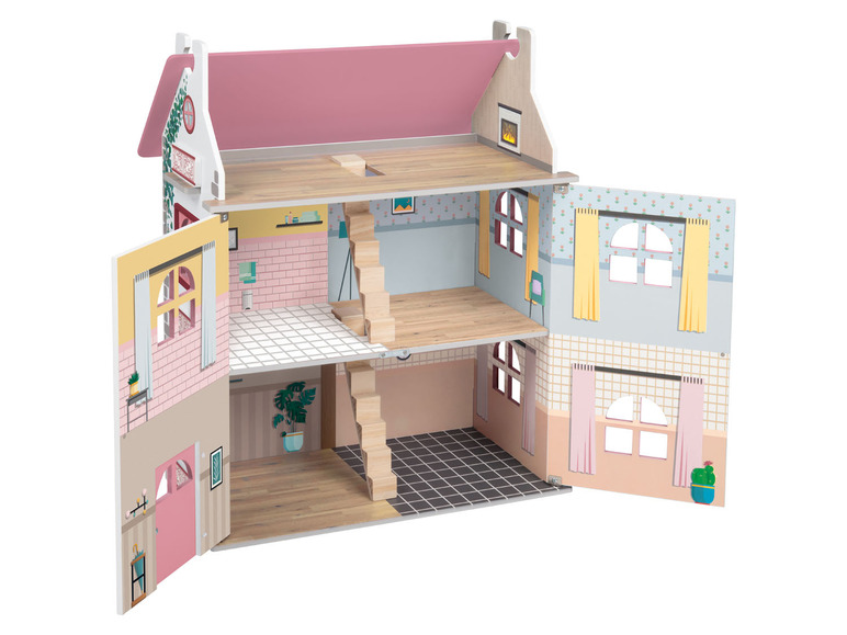 Ga naar volledige schermweergave: Playtive Uitklapbaar houten poppenhuis - afbeelding 16