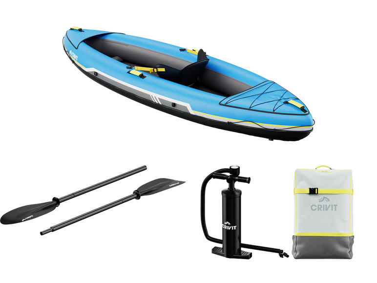 Kayak gonflable, pagaies, pompe et sac Crivit