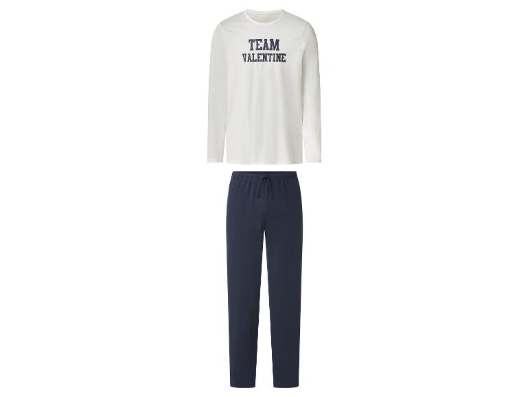 Pyjama blanc et bleu marine avec haut à manches longues 'TEAM VALENTINE' et pantalon.