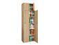 Open houten kantoorkast met georganiseerde mappen en boeken op planken.