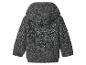 Sweat à capuche tricoté mélangé gris foncé et beige pour enfant, vue de dos
