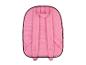 Un sac à dos rose pour l'école avec des bretelles noires.