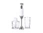 Mixeur plongeant blanc SILVERCREST avec hachoir et verre doseur.