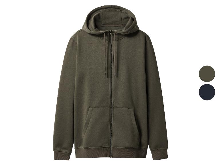 Olijfgroene hoodie met rits, met twee kleuropties.