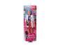 Barbie pop met een witte labjas, blauw haar en veiligheidsbril.