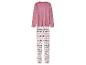 Roze pyjamatop met lange mouwen en pyjamabroek met patroon.