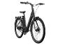 Een zwarte elektrische fiets met Schwalbe banden.