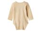 Beige babyromper met lange mouwen, achteraanzicht