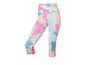 Un legging rose et bleu avec un motif abstrait.
