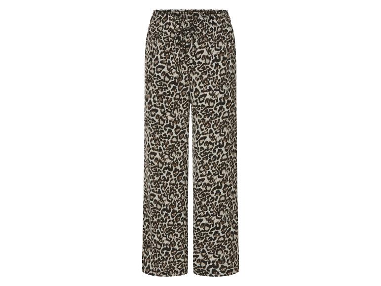 Wijde broek met luipaardprint en elastische tailleband.