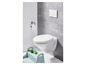 Een witte wandcloset met een Grohe dual flush inbouwreservoir.