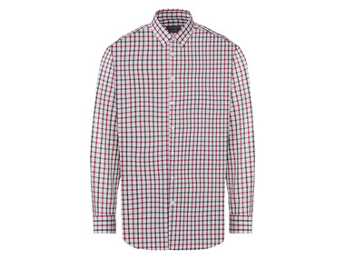 Nobel League Chemise d’affaires pour hommes, en 100 % coton, à carreaux/rouge/blanc